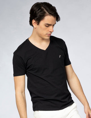 3 Pack Playera Hombre Cuello V Gris, Negro, Blanco