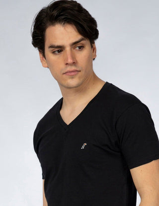3 Pack Playera Hombre Cuello V Negro