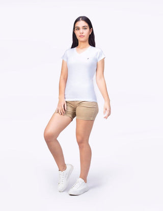 3 Pack Playera Mujer Cuello AIR V NECK Blanco