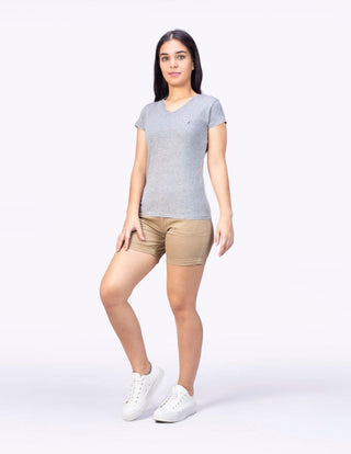 3 Pack Playera Mujer Cuello AIR V NECK Gris, Marino y Blanco