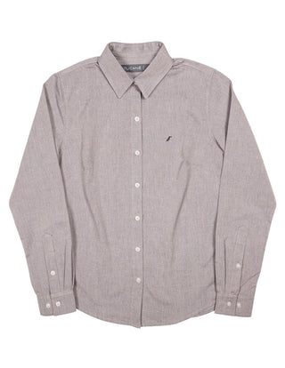 Tucane Camisa Manga Larga Color Gris Oxford Dama Vestir Casual Formal Mujer Moda Lisa