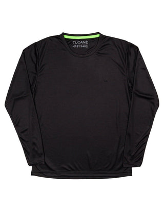 Tucane Playera Deportiva Sport Negro Manga Larga Ejercicio Correr Deporte Gym Fit Fitness Slim Gimnasio Gym Ligera transpirable Entrenamiento Entrenar Casual Negra