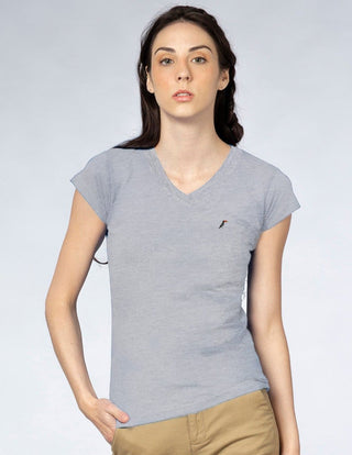 Playera Mujer Cuello V AIR V NECK Gris-PLAYERA-Tucanê