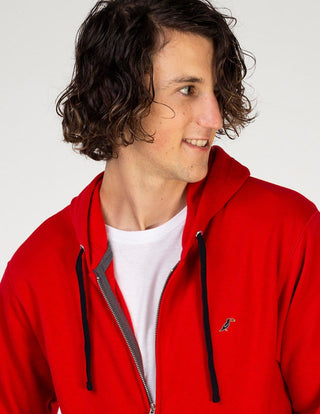 Tucane Sudadera Gorro Hoodie Cierre Casual Color Rojo Caballero Bolsillos Cangurera Bolso Fit Moda Slim Capucha Rojo Hombre