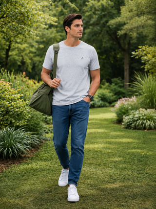 Playera Hombre Cuello redondo AIR Gris