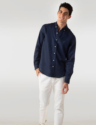 Camisa Hombre Manga Larga LINEN SHIRT Marino-CAMISA-Tucanê