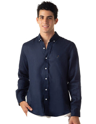 Camisa Hombre Manga Larga LINEN SHIRT Marino-CAMISA-Tucanê