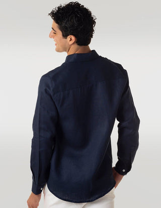 Camisa Hombre Manga Larga LINEN SHIRT Marino-CAMISA-Tucanê
