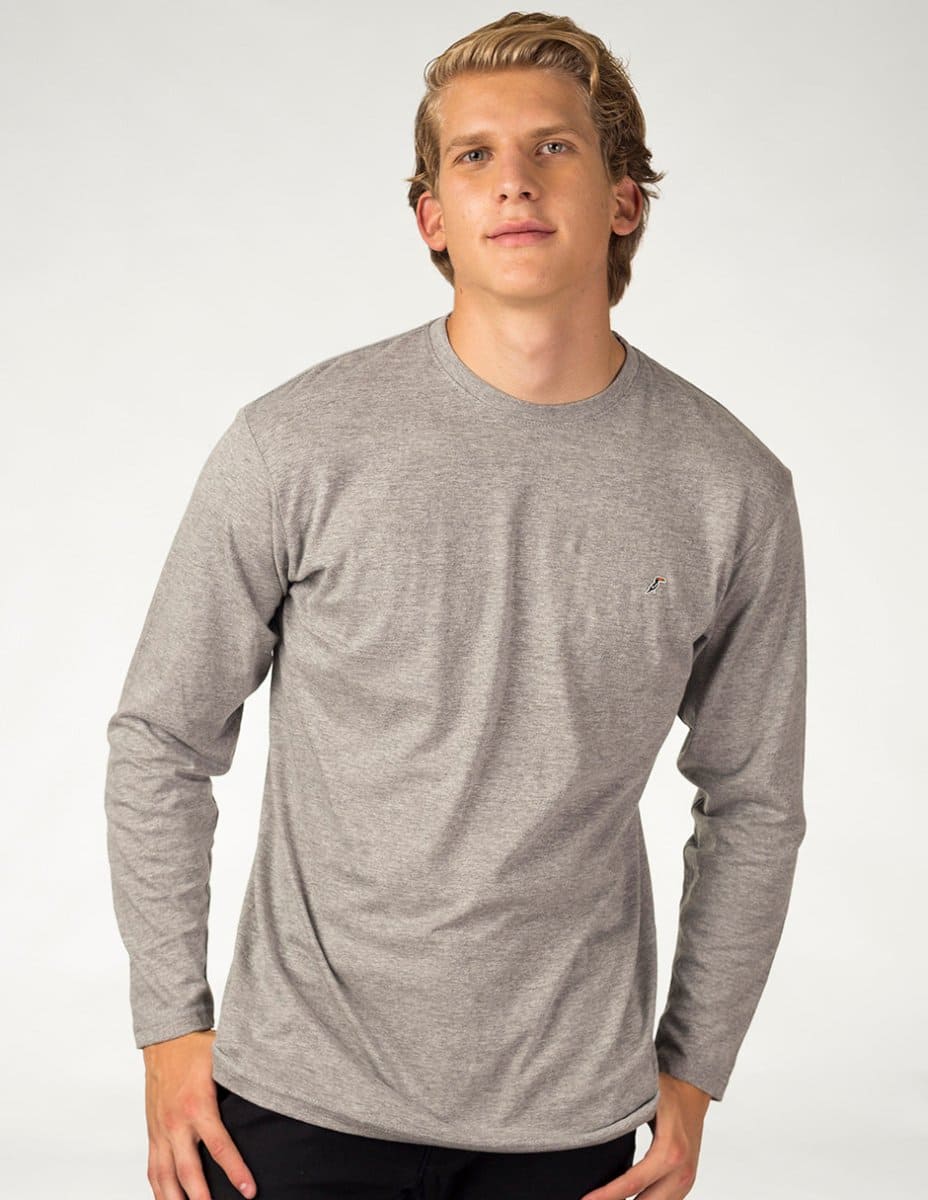 Playera Hombre Cuello Redondo Manga Larga AIR LONG Gris Tucanê