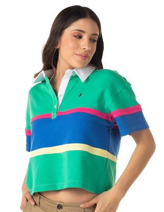 Playera Polo Mujer Bloques LOOSE FIT POLO Verde-POLO-Tucanê