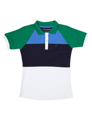 Playera Polo Mujer Bloques MAGIC RANGLAN SLEEVES Verde-POLO-Tucanê