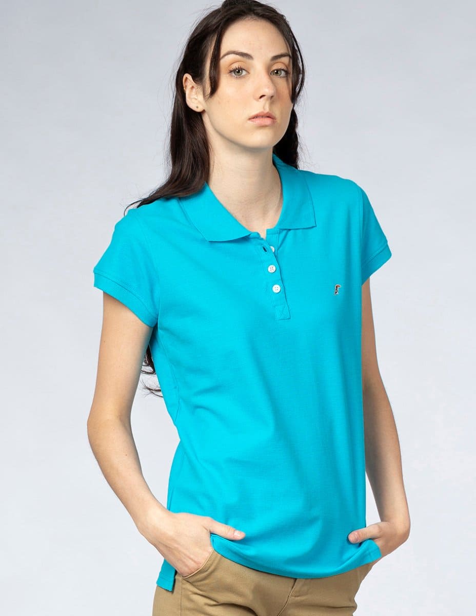 Tipo Polo Camisas Color Turquesa Para Mujer Una Playeras Color